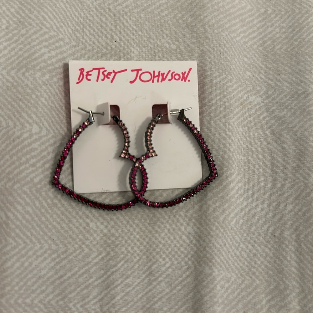 Betsey Johnson sparkly heart earrings.